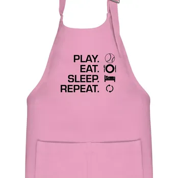 Kuchyňská zástěra Play Eat Sleep Repeat tenis - Dětská zástěra na vaření - Univerzální velikost ( Růžová )