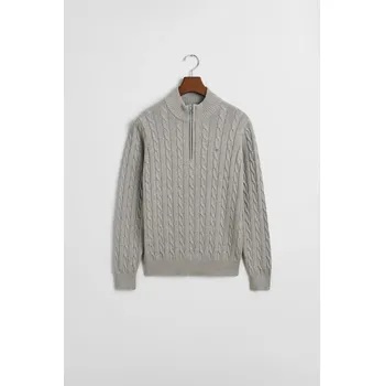 Dívčí svetr SVETR GANT COTTON CABLE HALF ZIP GREY MELANGE