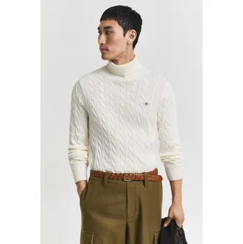 Pánský svetr ROLÁK GANT COTTON CABLE TURTLE NECK CREAM