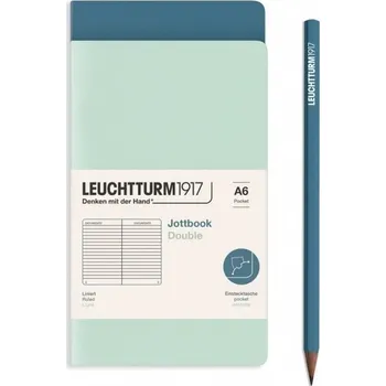 Mint Green & Stone Blue, Jottbook Double, Flexcover, Pocket (A6), 80 g/m? paper, 59 p., ru