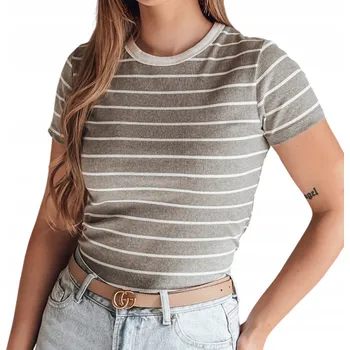 Dámské tričko DÁMSKÉ TRIČKO S PRUHY TRIČKO S KRÁTKÝM RUKÁVEM DSTREET RY2821 - L/XL