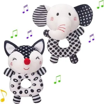 Hračky pro miminka, Vysoce kontrastní černobílá chrastítka se zvířátky, Senzorické hračky pro