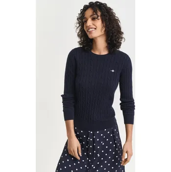 Dámský svetr SVETR GANT STRETCH COTTON CABLE C-NECK EVENING BLUE