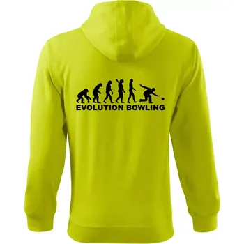 Pánská mikina Evoluce bowling - Mikina s kapucí na zip trendy zipper - 2XL ( Limetková )
