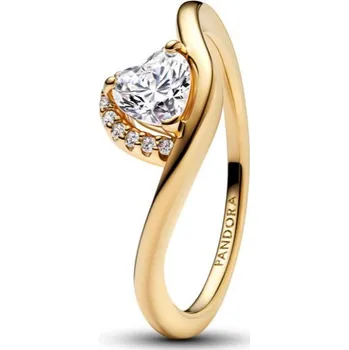 Prsten Pandora Romantický pozlacený prsten Zvlněné srdce Shine Timeless 163660C01 48 mm + 2 měsíce na vrácení zboží
