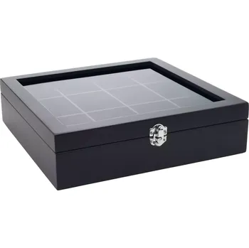 Konvice na čaj BREDEMEIJER Bambusová čajová krabička se 12 přihrádkami a průhledným víkem, výška: 78 mm, délka: 285 mm, černá