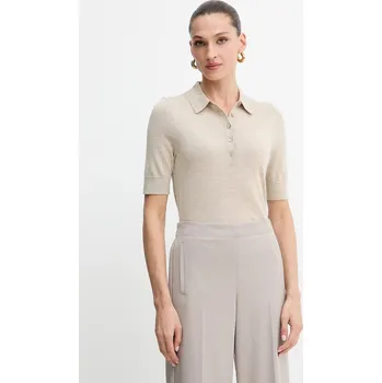 Vlněné polo tričko BOSS Fidenka 50545015 béžová 08X, vel. S