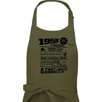 Kuchyňská zástěra 1958 v kostce - Dámská zástěra na vaření - Univerzální velikost ( Khaki )