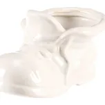 Obal na květináč keramická bota 22 x 12 x 12 cm bílá