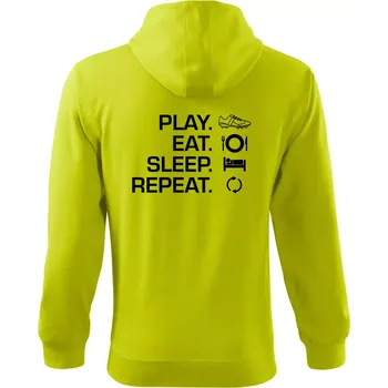 Pánská mikina Play Eat Sleep Repeat fotbal - Mikina s kapucí na zip trendy zipper - 2XL ( Limetková )