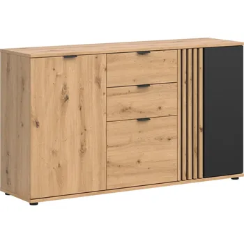 Komoda Komoda Vabres - Black Red White - BRW Dub Artisan / Dub Černý 150.5x87 cm