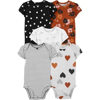 Kojenecký body CARTERS CARTER'S Body krátký rukáv BrownBlack holka 5ks NB/ vel. 56