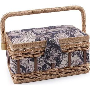 Organizér galanterie Kazeta na šití čalouněná na šití - 17 modrá tmavá paisley