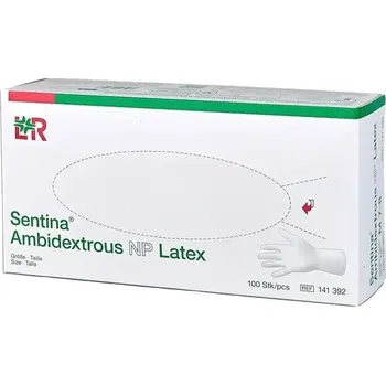 Vyšetřovací rukavice L&R Sentina Ambidextrous latexové rukavice bez pudru bílé L, 100 ks