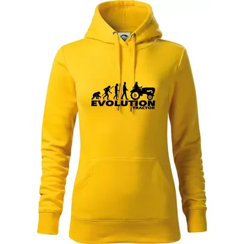 Dámská mikina Evoluce traktor - Mikina dámská Cape s kapucí - L ( Žlutá )