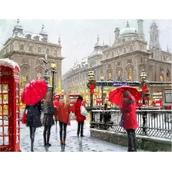 Vikpap W2421 - malování podle čísel, plátno 40 × 30 cm - Zimní Londýn