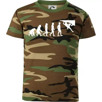 Chlapecké oblečení Evoluce bouldering - Dětské maskáčové triko - 122 cm/6 let ( Hnědý maskáč )