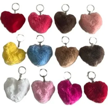 Přívěsek na klíče Srdíčko plyšové, mix barev
