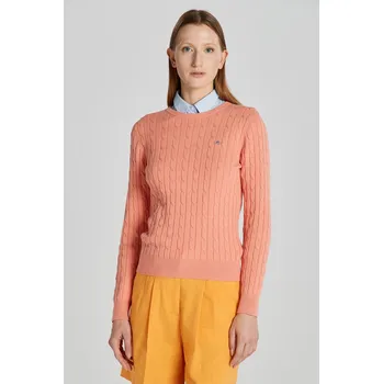 Dámský svetr SVETR GANT STRETCH COTTON CABLE C-NECK PEACHY PINK