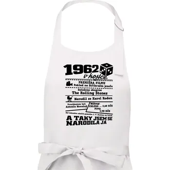 Kuchyňská zástěra 1962 v kostce - Dámská zástěra na vaření - Univerzální velikost ( Bílá )