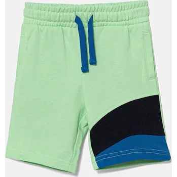 Dětské bavlněné šortky Guess zelená barva, nastavitelný pas, N5GD08 KA6R4 N5GD08.KA6R4.PPYA 70X, vel. 96-104