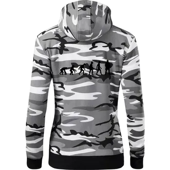 Dámská mikina Evoluce cowboy - Dámská mikina trendy zipper s kapucí - XS ( Šedý maskáč )