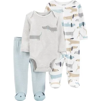 Kojenecká souprava CARTER'S Set 3dílný overal na druky, polodupačky, body dl. rukáv Dogs chlapec LBB PRE, vel. 46