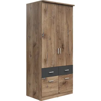 Šatní skříň Šatní skříň Brando 2 - Black Red White - BRW Tmavý dub Flagstaff / Grafit x cm