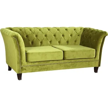 Pohovka Rozkládací dvoumístná pohovka Chesterfield Derby - Meble Ropez riviera 36, stříbrné cvoky 175x75 cm