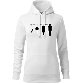 Dámská mikina Evoluce ženy - Mikina dámská Cape s kapucí - XL ( Bílá )