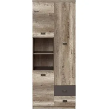 regál Regál Malcolm - Black Red White - BRW Dub Canyon Monument / Šedý Wolfram / Dub Canyon Monument Potisk 80x205.5 cm