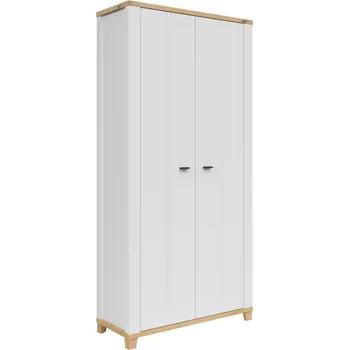 Šatní skříň Dvoudveřová skříň Hygge - Black Red White - BRW Bílá/dub artisan 93,1x202 cm