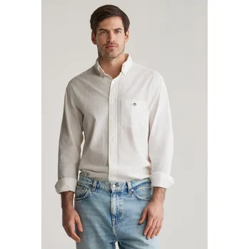 Pánská košile KOŠILE GANT REG SOLID SEERSUCKER SHIRT EGGSHELL