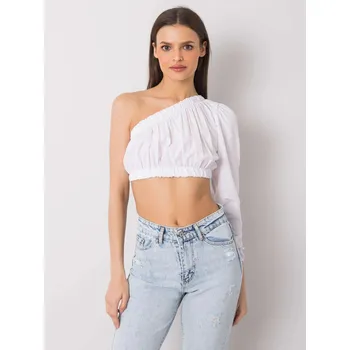 Dámský RUE PARIS Bílý top s asymetrickým výstřihem FPrice, L i523_2016102887959
