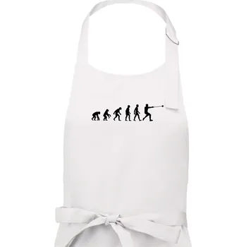 Kuchyňská zástěra Evoluce hod kladivem - Dámská zástěra na vaření - Univerzální velikost ( Bílá )