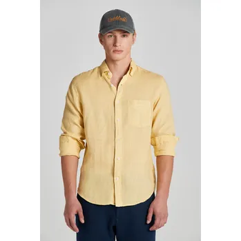 Pánská košile KOŠILE GANT REG GMNT DYED LINEN SHIRT DUSTY YELLOW