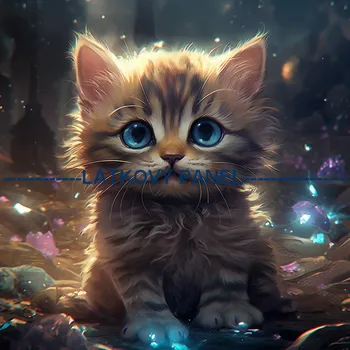 Látkový panel - Kočka - KČ-134 Velikost: 20x20cm, Materiál: Bavlna