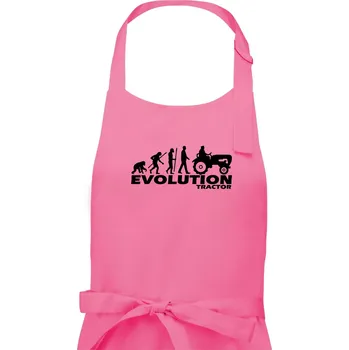 Kuchyňská zástěra Evoluce traktor - Dámská zástěra na vaření - Univerzální velikost ( Růžová )