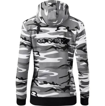 Dámská mikina Evoluce pedály - Dámská mikina trendy zipper s kapucí - M ( Šedý maskáč )