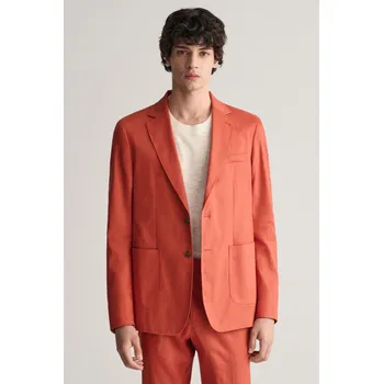 Pánské oblečení SAKO GANT SLIM COTTON LINEN SUIT BLAZER IRON RED