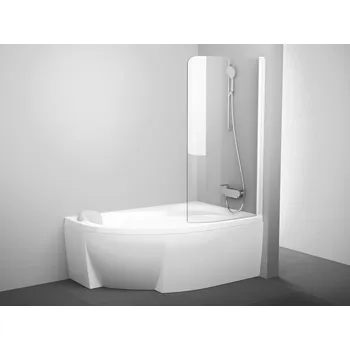 Vanová zástěna Ravak CVSK1 Rosa 140/150 P, bílá matná+transparent