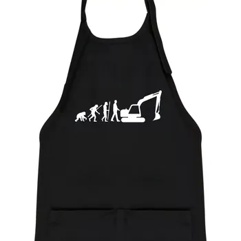 Kuchyňská zástěra Evoluce bagr velký - Dětská zástěra na vaření - Univerzální velikost ( Černá )