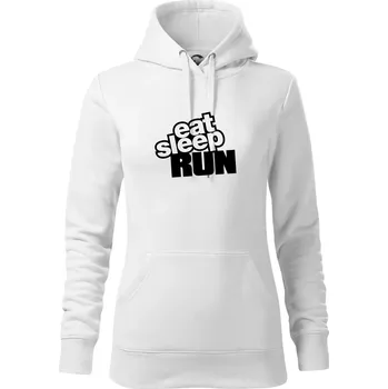 Dámská mikina Eat sleep run velké - Mikina dámská Cape s kapucí - XS ( Bílá )