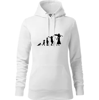Dámská mikina Evoluce cellistka - Mikina dámská Cape s kapucí - XS ( Bílá )