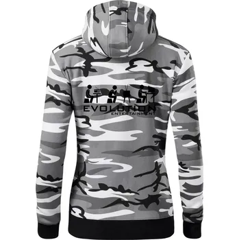 Dámská mikina Evoluce zábavy - Dámská mikina trendy zipper s kapucí - S ( Šedý maskáč )