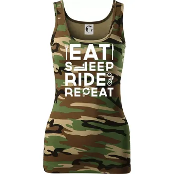 Eat sleep ride moto - Dámské Maskáčové tílko - XL ( Hnědý maskáč )
