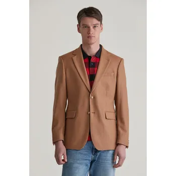 Pánské oblečení SAKO GANT SLIM WOOL FLANNEL CLUB BLAZER CARAMEL BEIGE