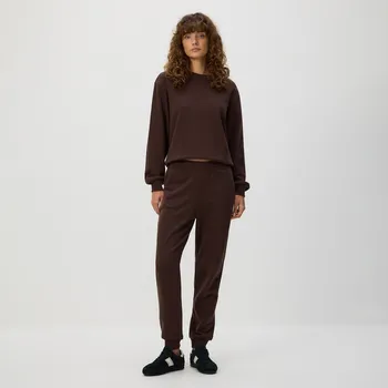 Dámské kalhoty Reserved - Tepláky s vysokým podílem bavlny - tmavě hnědá - 8167B-89X - 8167B-89X-M