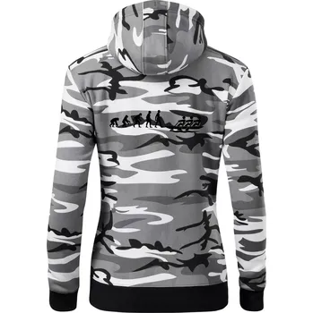Dámská mikina Evoluce veslování 3 lidi - Dámská mikina trendy zipper s kapucí - S ( Šedý maskáč )