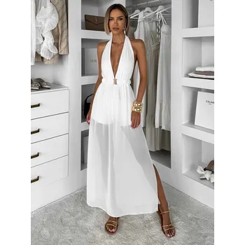 Dámské šaty Bílé vzdušné šaty NYCVIRA s páskem Velikost: ONESIZE